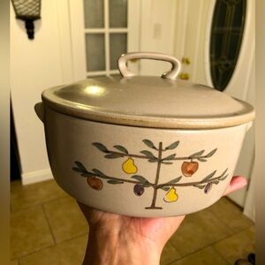 MCM Goss Chatham Pottery Tree of Life Stoneware Casserole Dish